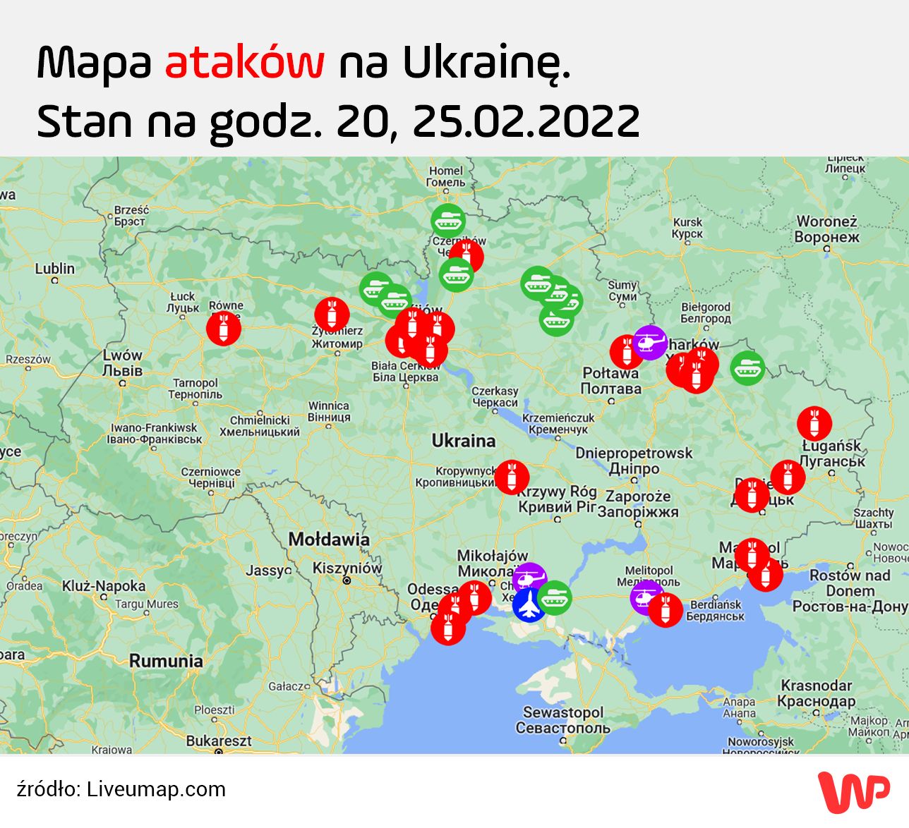 Mapa ataków na Ukrainę 