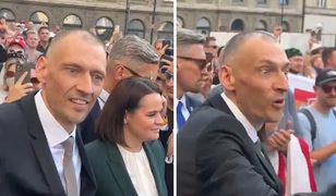 Manifestacja Białorusinów w Warszawie. Cichanouscy przywitani brawami