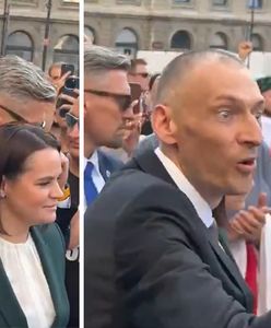 Manifestacja Białorusinów w Warszawie. Cichanouscy przywitani brawami