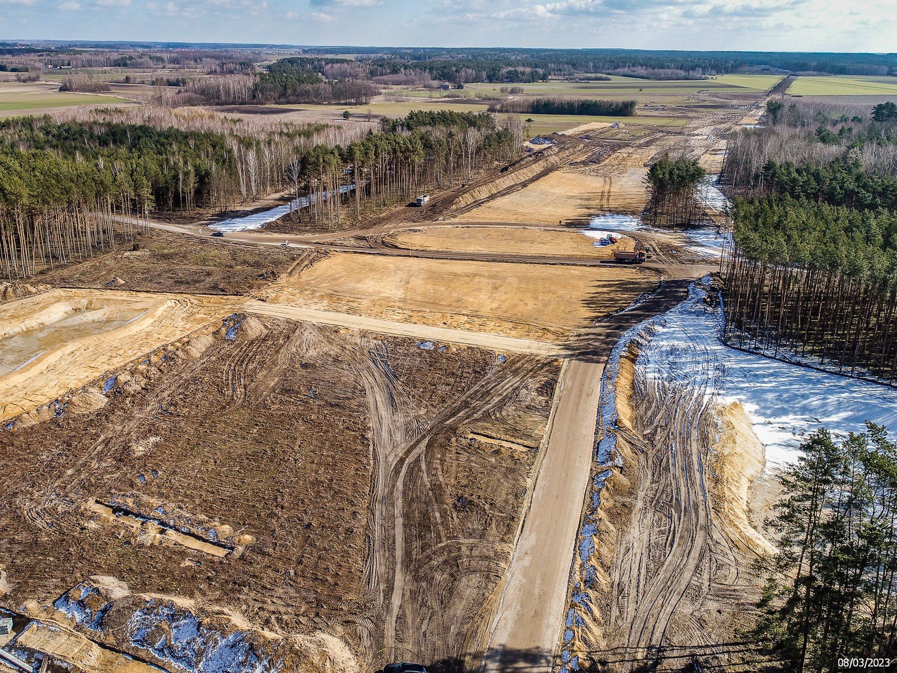 Budowa autostrady A2 odc. Groszki - Gręzów (marzec 2023)