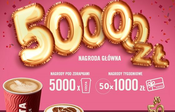 Costa Coffe z loterią na 50. urodziny