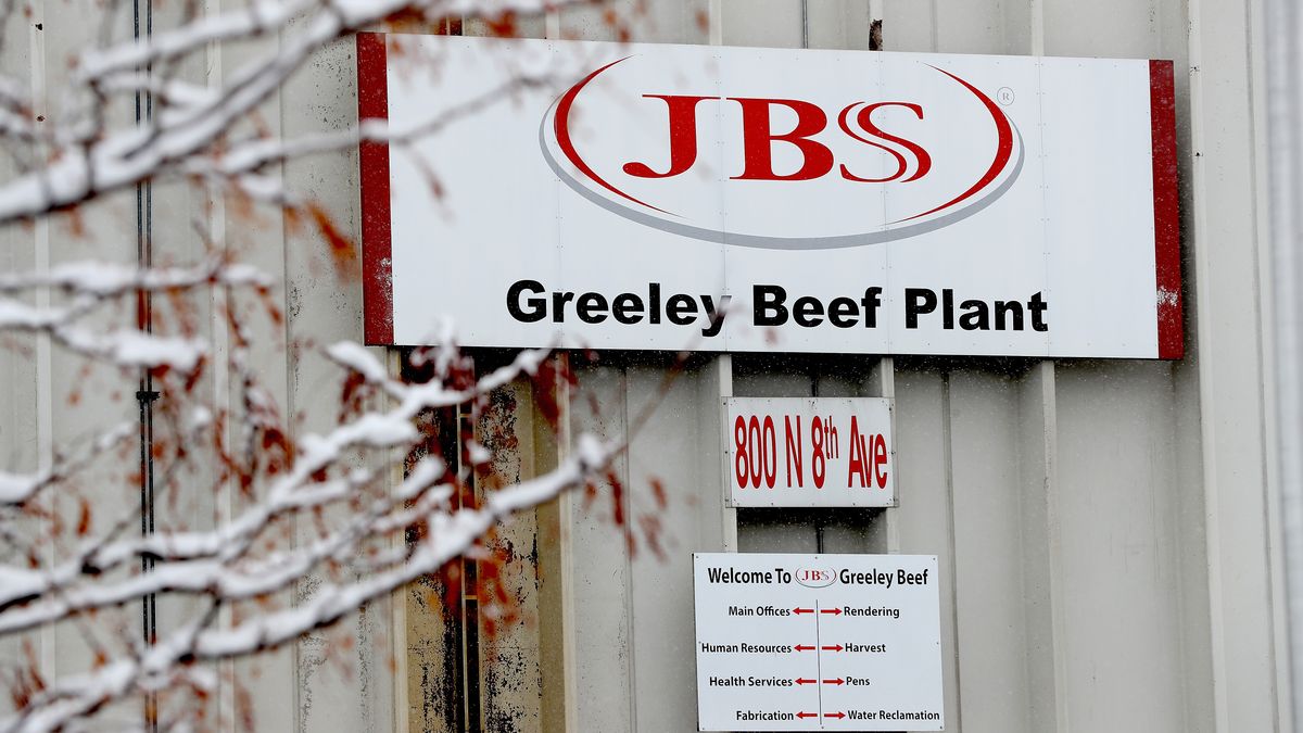 GREELEY, COLORADO - APRIL 16: The Greeley JBS meat packing plant sits idle on April 16, 2020 in Greeley, Colorado. The meat packing facility has voluntarily closed until April 24 in order to test employees for the coronavirus (COVID-19) virus. As more workers test positive for the coronavirus throughout the U.S, plants in Colorado, South Dakota, and Iowa have temporarily halted production.  (Photo by Matthew Stockman/Getty Images)
