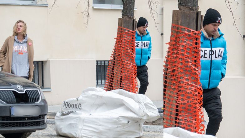 Piotr Stramowski i jego ukochana wychodzą z restauracji osobno