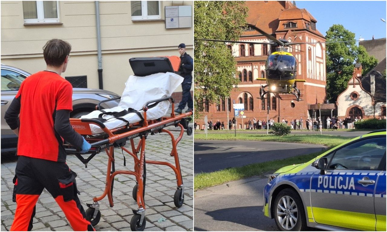 Wypadek w Legnicy. W centrum miasta lądował śmigłowiec LPR. 14-latek doznał rozległych poparzeń ciała