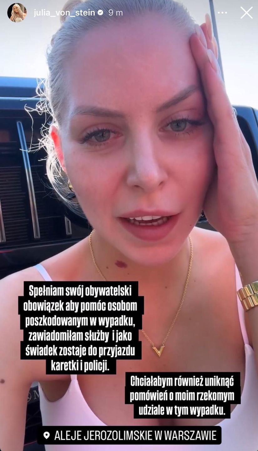 Julia von Stein była świadkiem wypadku na Alejach Jerozolimskich