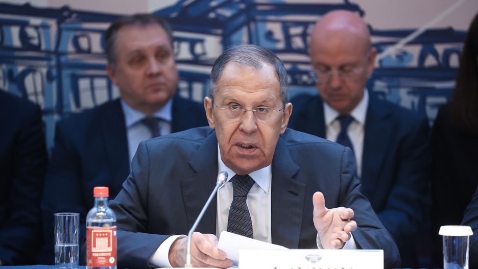 A handout photo made available by the Russian Foreign Ministry press service shows Russian Foreign Minister Sergei Lavrov speaking during a roundtable meeting, on the topic of settling the situation around Ukraine, with ambassadors in Moscow, Russia, 05 February 2025. 'Russia welcomes the statement by US President Trump about the mistake of drawing Ukraine into NATO,' Lavrov said. EPA/RUSSIAN FOREIGN MINISTRY PRESS SERVICE HANDOUT HANDOUT EDITORIAL USE ONLY/NO SALES Dostawca: PAP/EPA.
