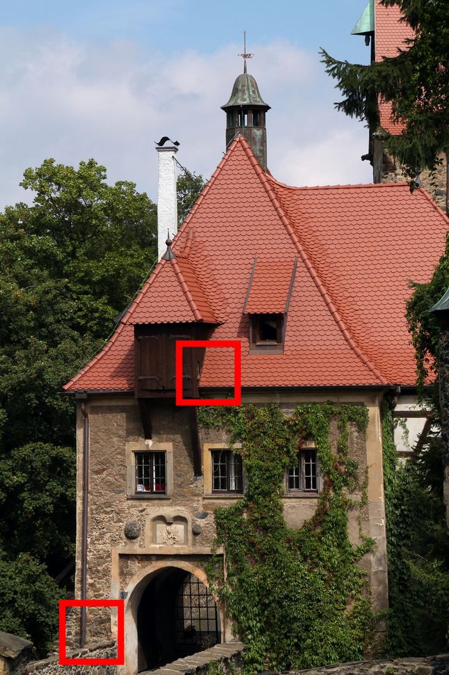 Kadr do testu rozdzielczości dla ogniskowej 70 mm. Wycinki poniżej.