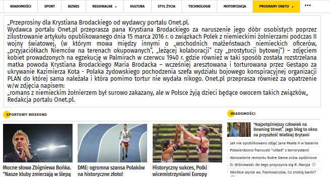 Onet przeprasza syna kobiety zabitej przez hitlerowców za zdjęcie przy tekście o wojennej prostytucji