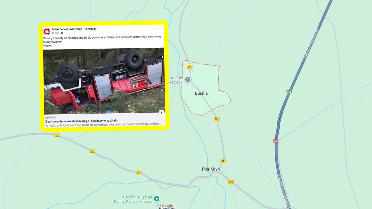 Wóz strażacki dachował.