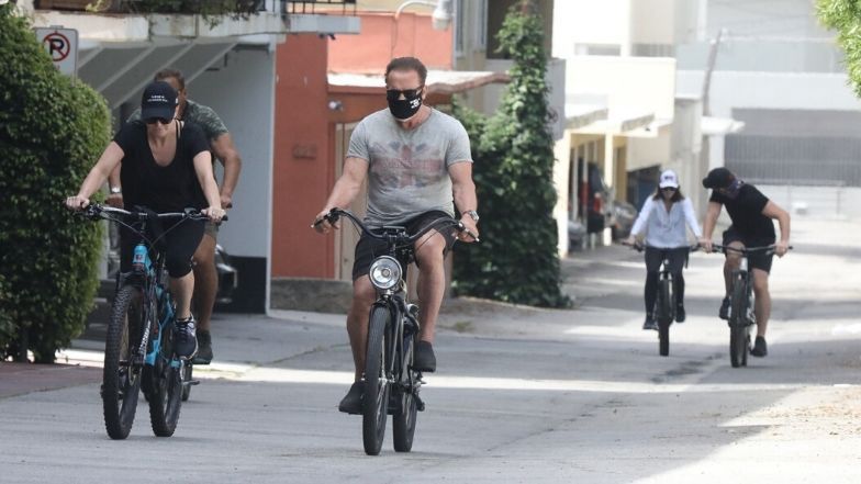 Katherine Schwarzenegger i Chris Pratt na rowerowej wycieczce z Arnoldem Schwarzeneggerem