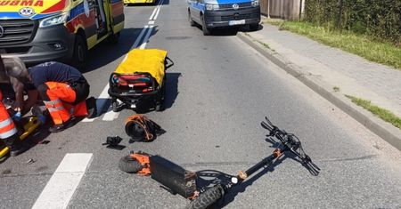 Prawie 4 promile na hulajnodze. Zderzył się z autem, gdy wyprzedzał