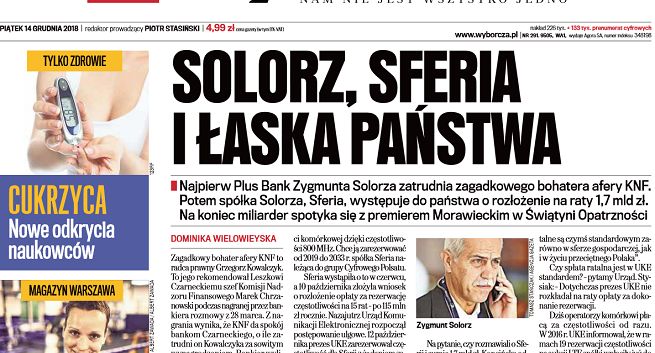 „GW” łączy spotkanie Solorza i Morawieckiego z wnioskiem spółki Cyfrowego Polsatu o płatność w ratach za pasmo do LTE