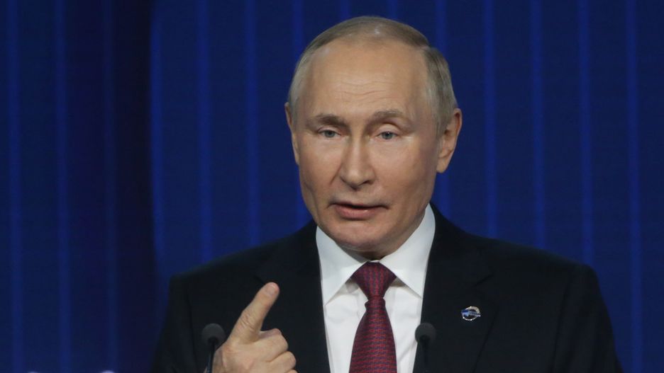 MOSCOW, RUSSIA- OCTOBER 27 (RUSSIA OUT) Russian President Vladimir Putin gestures during the annual meeting with participants of the Valdai International Discussion Club on October 27, 2022 in Moscow, Russia. The Valdai Club's event is a major appearance of Vladimir Putin a day after overseening scheduled nuclear exercises  that tested  a massive retaliatory strike. (Photo by Contributor/Getty Images)