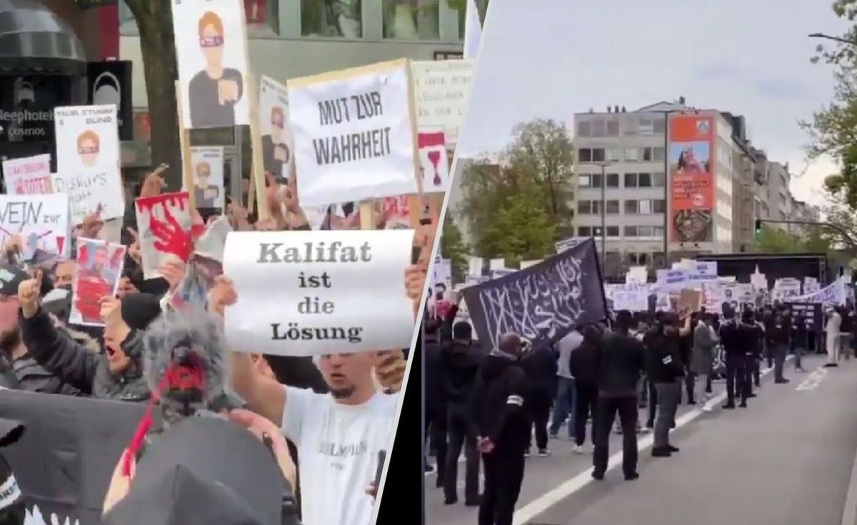 niemcy, hamburg, islamiści Kalifat jest rozwiązaniem. Ponad 1000 islamistów wyszło na ulice Hamburga