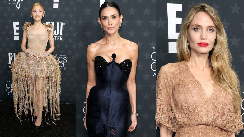 Gwiazdy na gali Crictis Choice Awards: coraz młodsza Demi Moore, czerwonousta Angelina Jolie i Ariana Grande w sukni ze stelażem