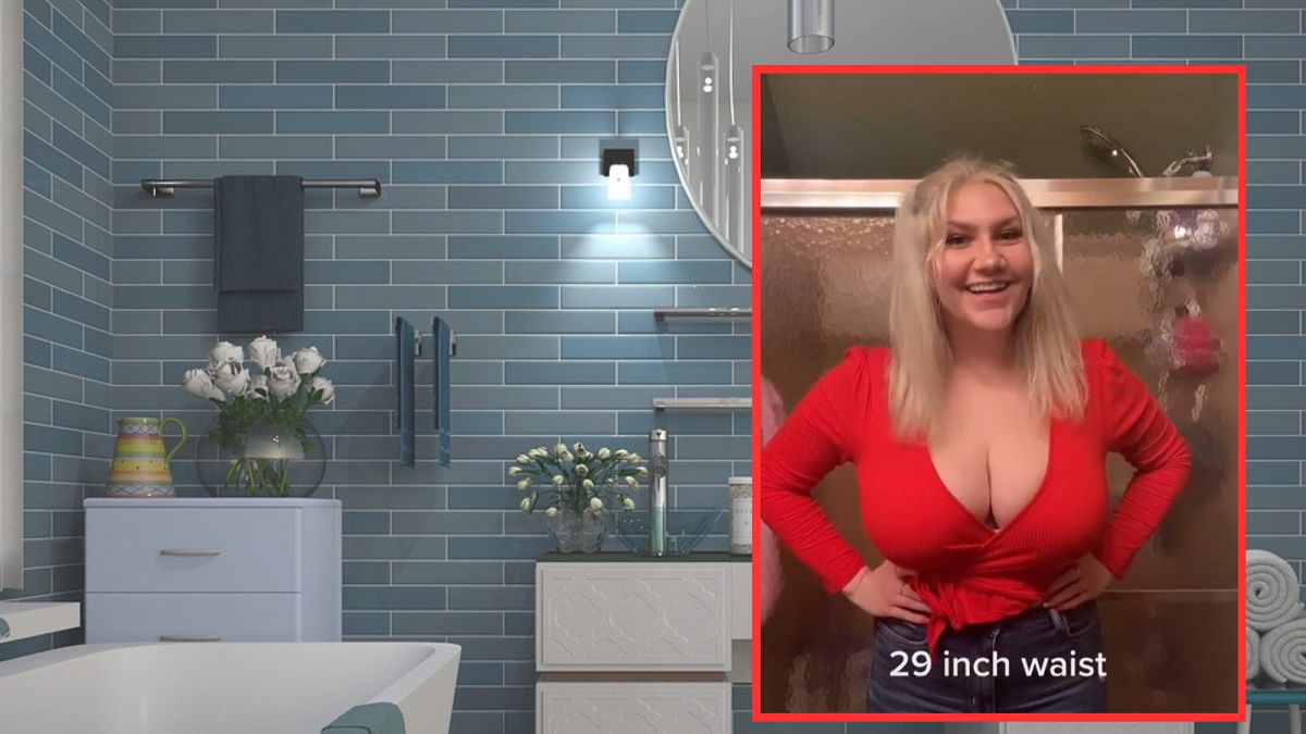 Kobieta uważa, że ma piękne proporcje ciała. 