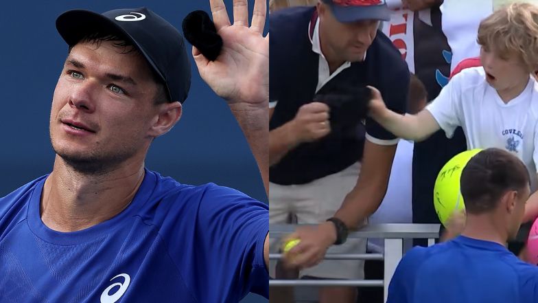 US OPEN. Mężczyzna wyrwał dziecku czapkę od Majchrzaka