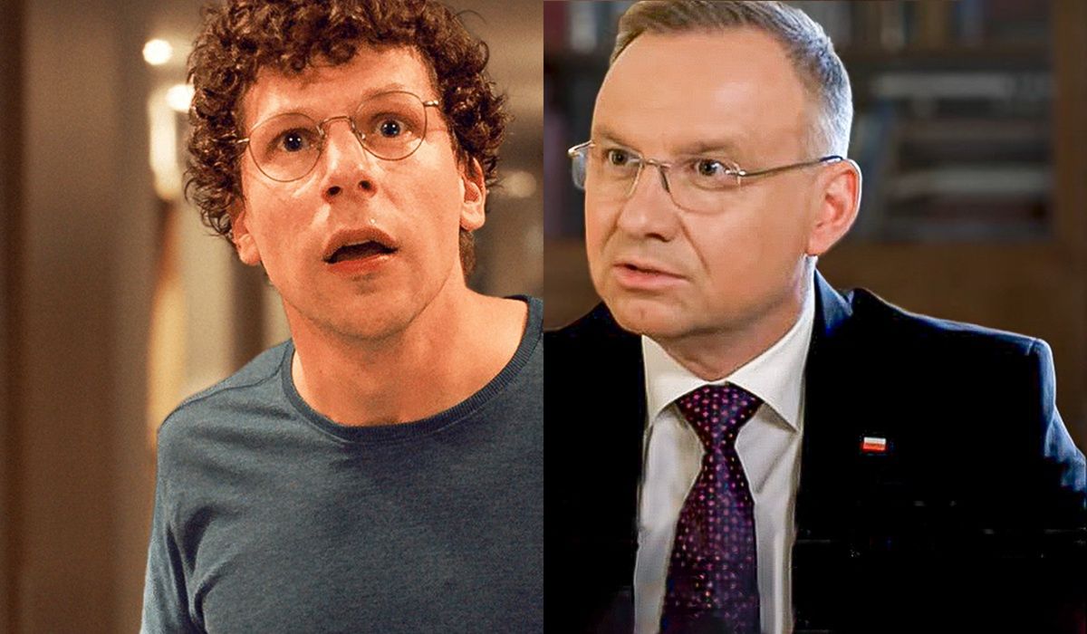 Jesse Eisenberg i Andrzej Duda