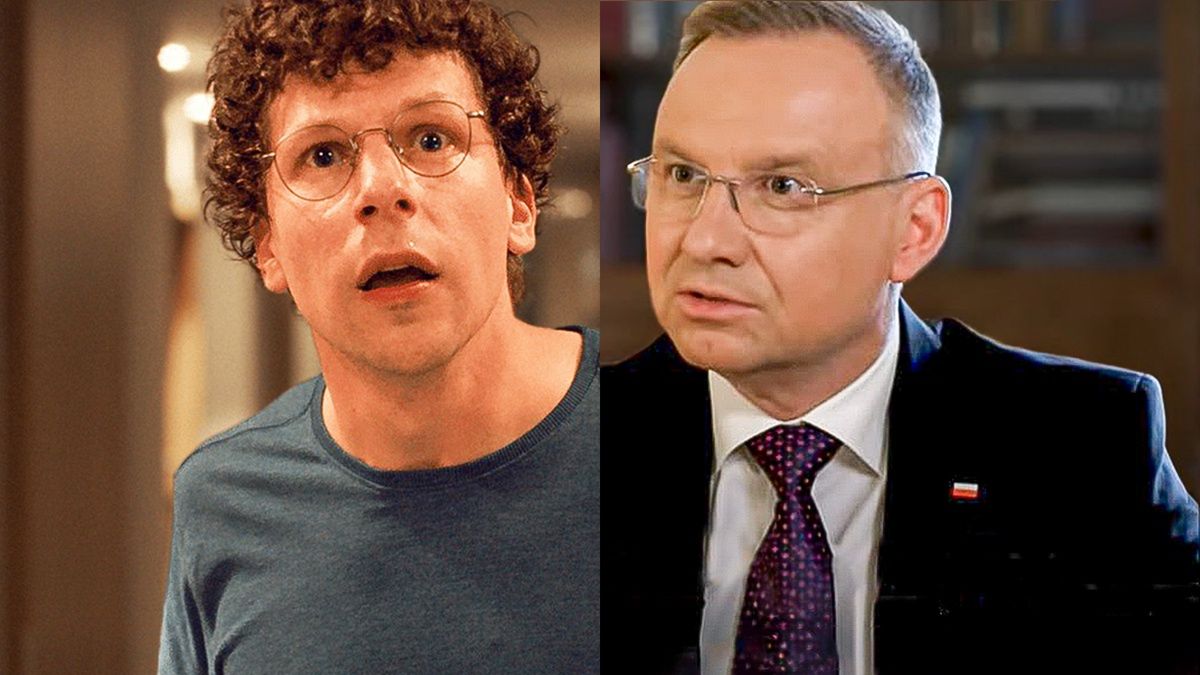 Jesse Eisenberg i Andrzej Duda