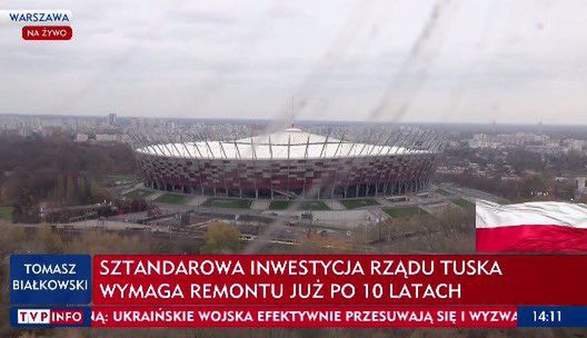 "Rząd Tuska wybudował Stadion Narodowy". TVP Info komentuje awarię