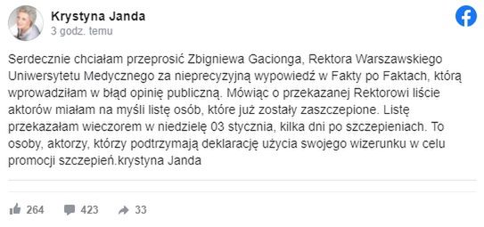 Przeprosiny Krystyny Jandy