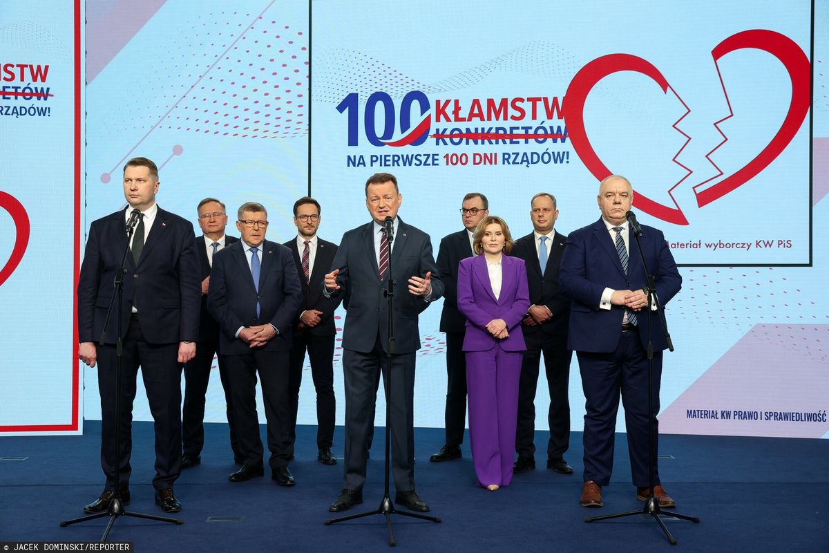 Na konferencji prasowej wystąpili Przemyslaw Czarnek, Mariusz Blaszczak i Jacek Sasin