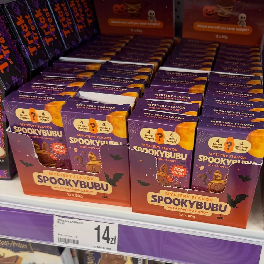 Halloweenowe czekoladowe Labubu. Losujesz smak, a kształt to nie