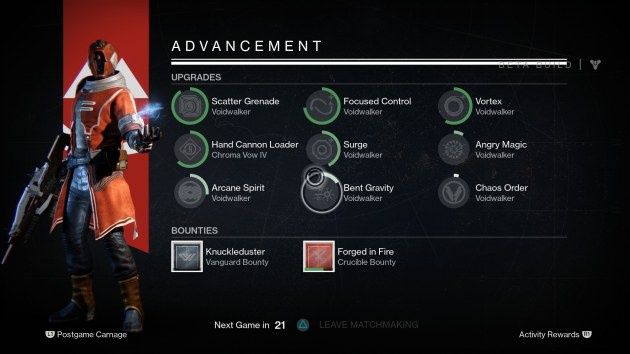 Destiny upgrade postaci