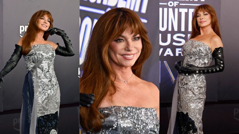 Coraz młodsza Shania Twain pozuje w srebrzystej sukni