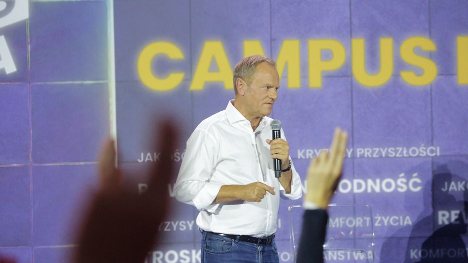 Donald Tusk wystąpił na Campusie Przyszłości w miasteczku