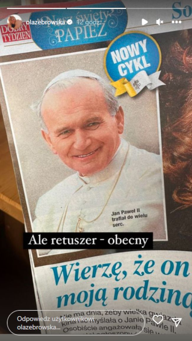 Aleksandra Żebrowska duma nad okładką katolickiego tygodnika