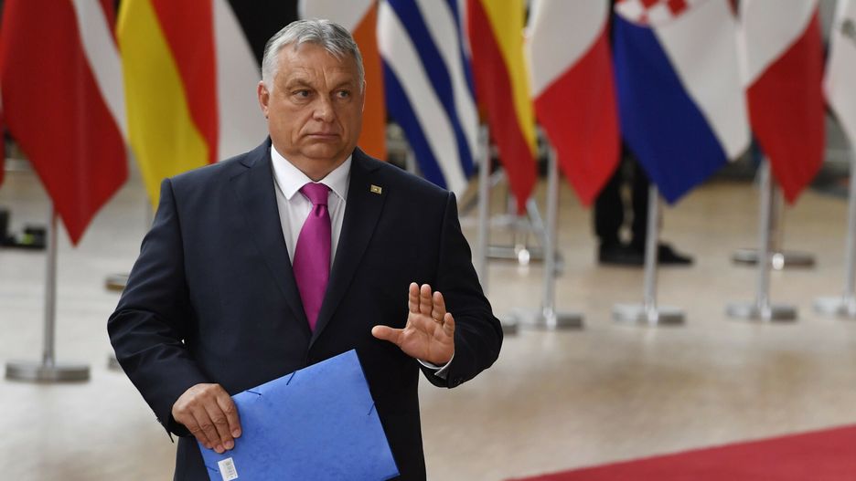TemporaryHungarian Prime Minister Viktor Orban arrives for the extraordinary meeting of EU leaders to discuss Ukraine, energy and food security at the Europa building in Brussels, Monday, May 30, 2022. European Union leaders will gather Monday in a fresh show of solidarity with Ukraine but divisions over whether to target Russian oil in a new series of sanctions are exposing the limits of how far the bloc can go to help the war-torn country. (AP Photo/Geert Vanden Wijngaert)AP