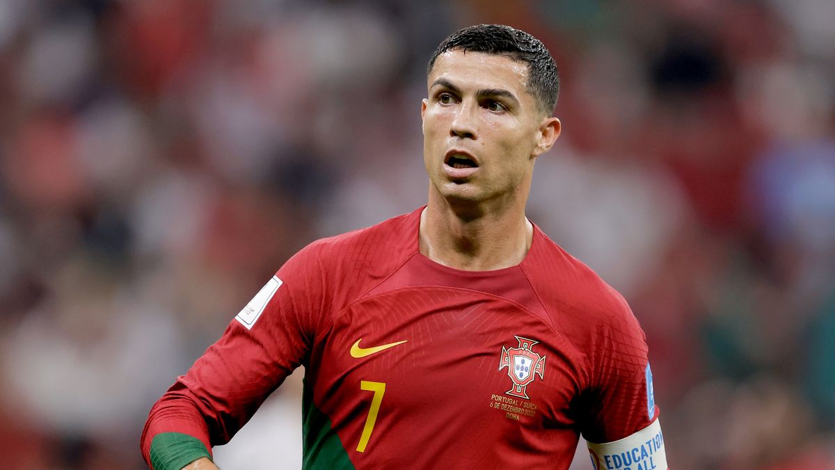 DOHA, QATAR - DECEMBER 6: Cristiano Ronaldo of Portugal  during the  World Cup match between Portugal  v Switzerland  at the Lusail Stadium on December 6, 2022 in Doha Qatar (Photo by Eric Verhoeven/Soccrates/Getty Images)