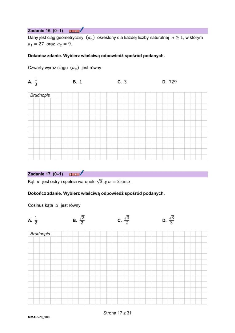 Arkusz z matematyki: Matura 2025
