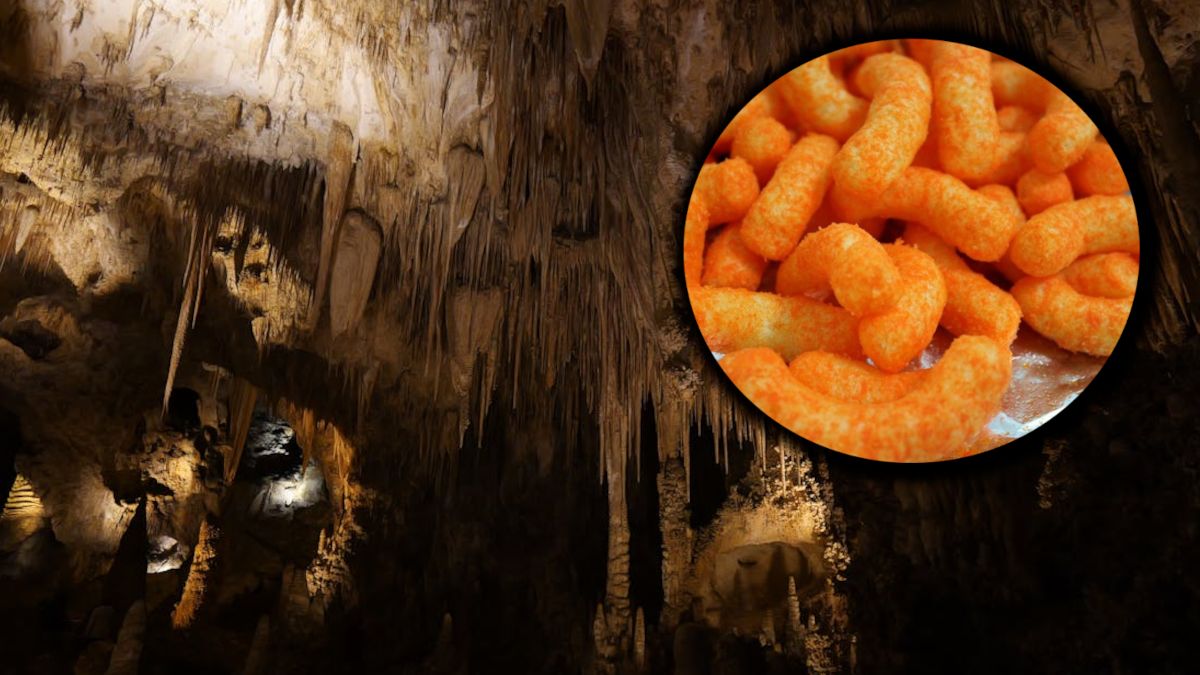 Ktoś zostawił w jaskini paczkę chrupek.