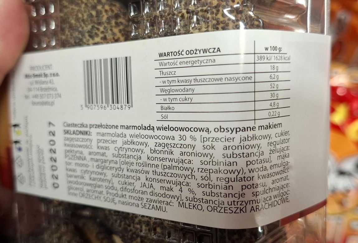 Skład ciasteczek