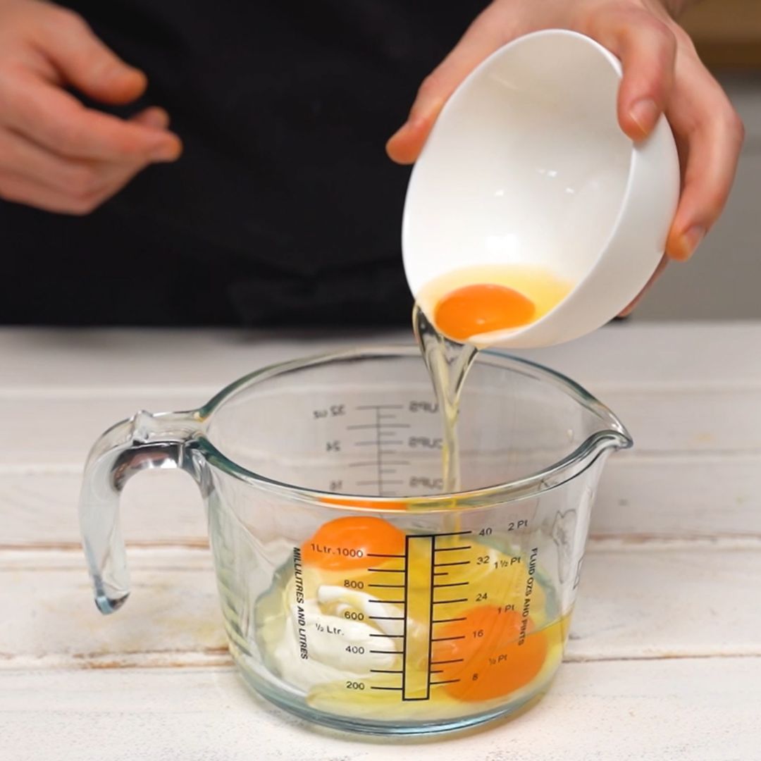 Preparing the egg mixture will literally take a minute.