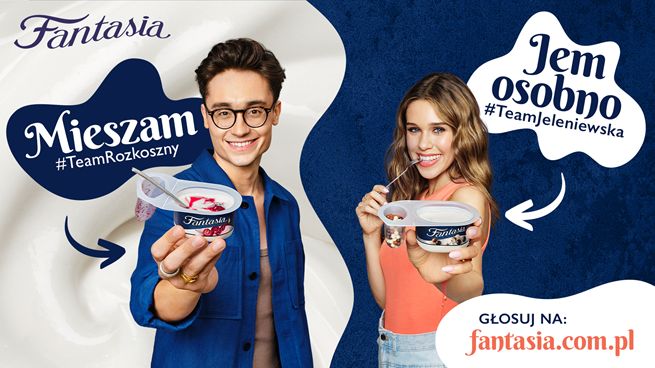Maria Jeleniewska i Rozkoszny reklamują serki Fantasia