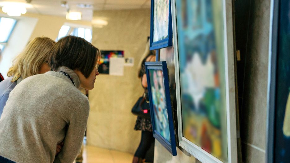 rear view of younga caucasian woman stading in an art gallery in front of two large colorful paintings
rear view of younga caucasian woman stading in an art gallery in front of two large colorful paintings. Two women view paintings in the gallery
gallery, art, museum, people, view, exhibition, young, picture, indoors, women, look, paintings, room, space, adult, display, two, happy, artist, adviser, buy, cheerful, choose, client, consultant, emotion, females, gaze, hold, interior, mature, purchase, select, sell, show, stand, stare, painting, female, exhibit, years, woman, culture, person, artwork