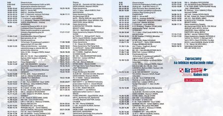 Air Show Radom 2023. Minutowy PROGRAM pokazów – aktualizowany
