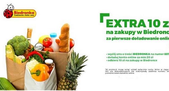 Bony na zakupy do Biedronki za doładowania konta w Plusie