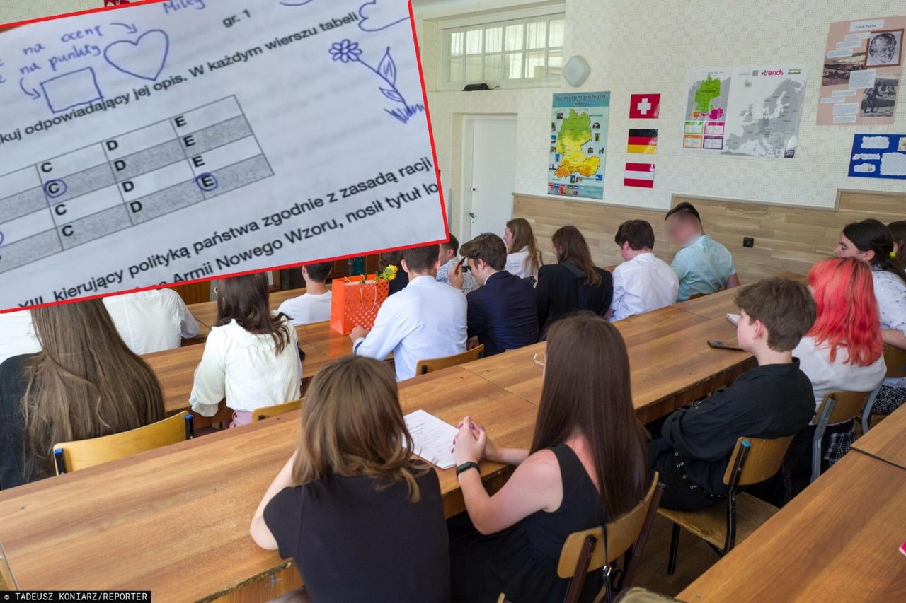 Nauczycielka pokazała sprawdziany. Taką wiadomość dostała od ucznia