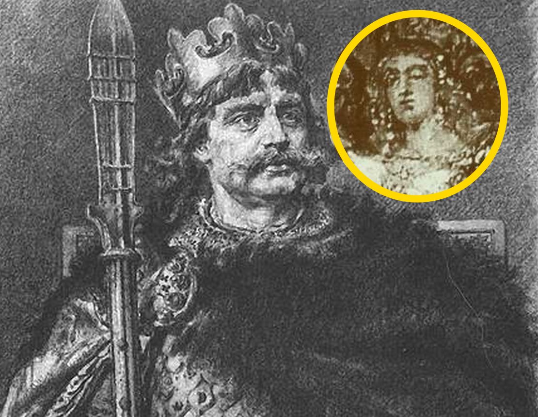 Bolesław I Chrobry i Bezprym. Wizerunek księcia pochodzi z obrazu Jana Matejki "Koronacja pierwszego króla Polski"