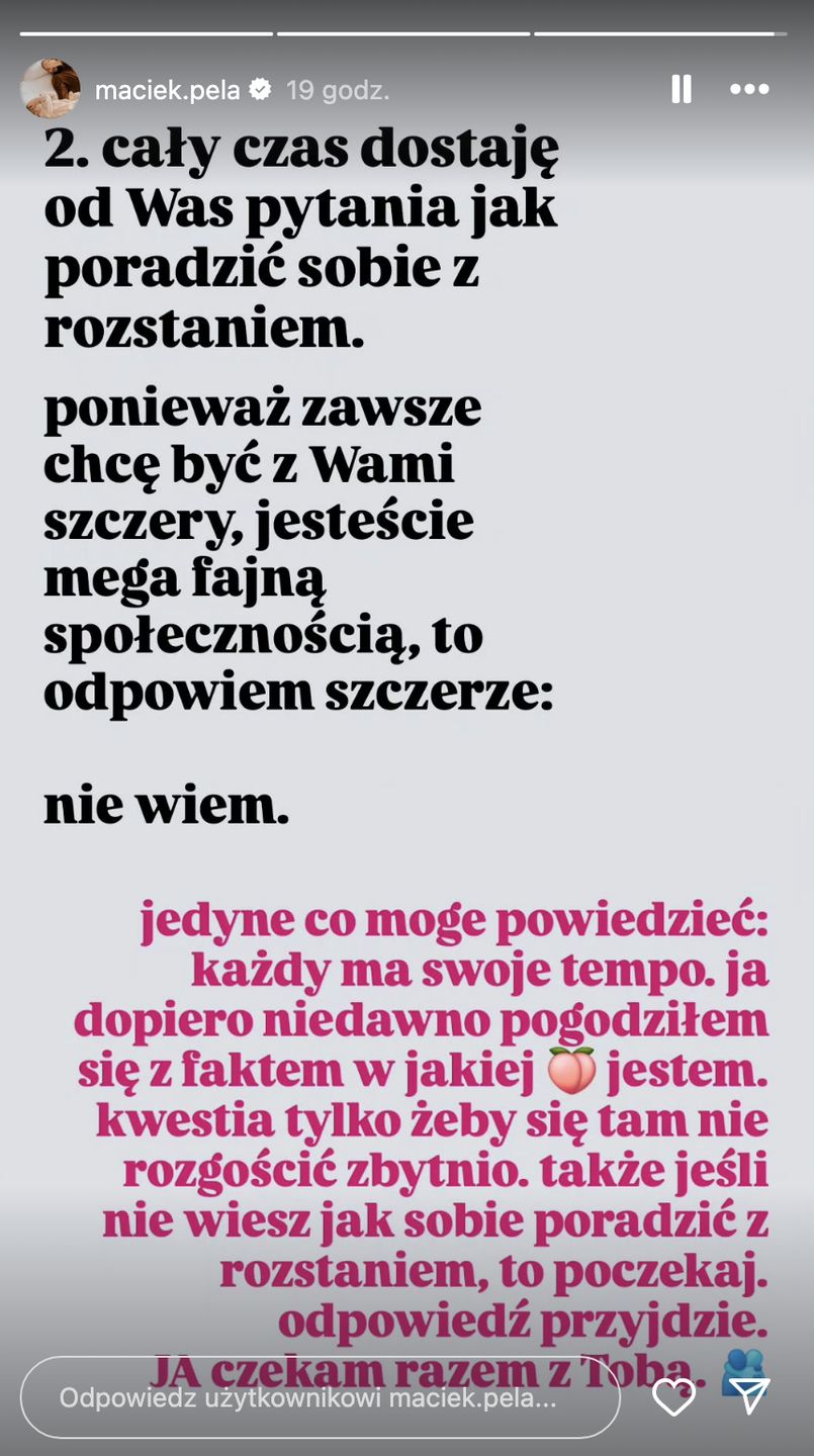Maciej Pela rozprawia o rozstaniu