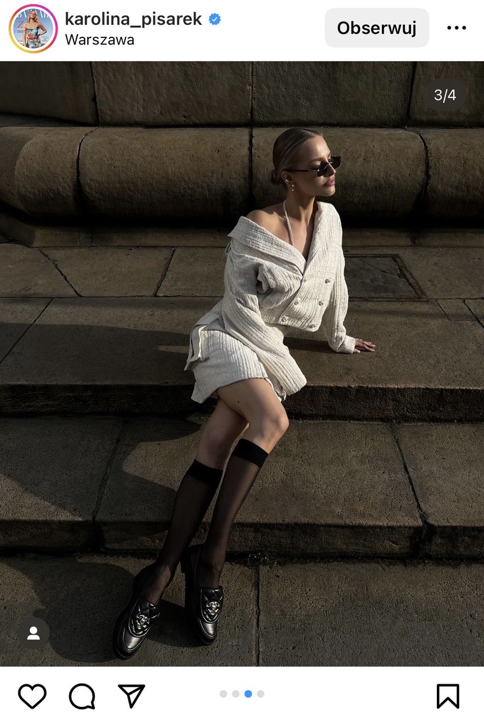 Karolina Pisarek w modnych podkolanówkach