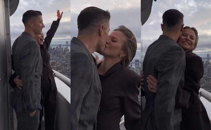 Anna Lewandowska macha do fanów (?) ze szczytu Empire State Buliding i migdali się z Robertem (WIDEO)