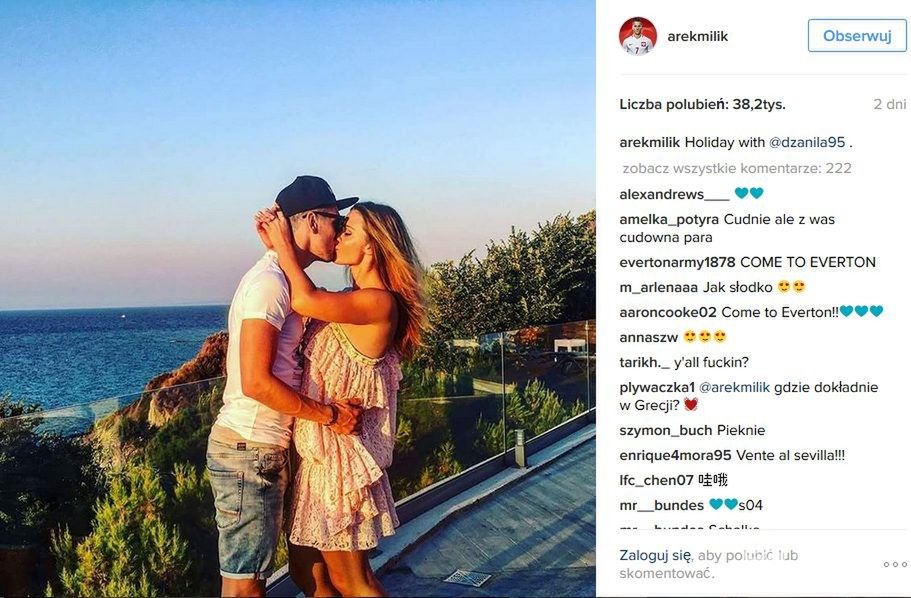 Arek Milik jest na wakacjach z Jessicą Ziółek w Grecji