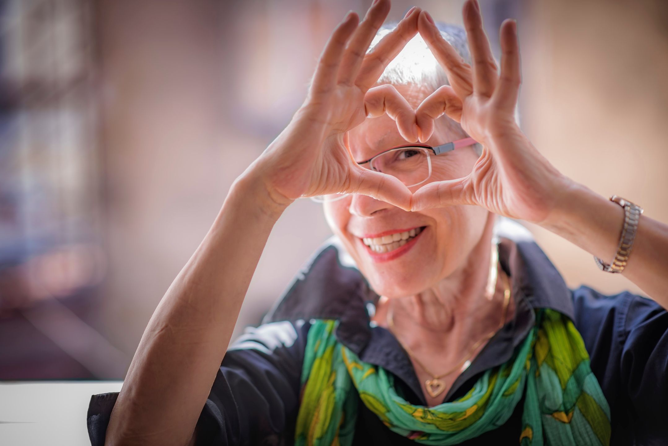 cute, senior, woman, older, elderly, grandmother, granny, glasses, spectacles, happy, heart shape, romantic, adorable, love, romance, valentine, retired, gesture, fingers, hands, generation, cheerful, joyful, lovely, mature, retro, vintage