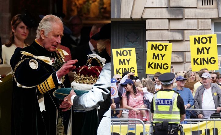 Druga koronacja króla Karola III. Szkoci nie chcą u siebie monarchii?! Na ulicach zaroiło się od demonstrantów... (ZDJĘCIA)
