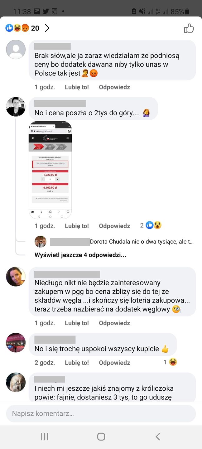 Klienci sklepu PGG komentują wzrost cen w sieci